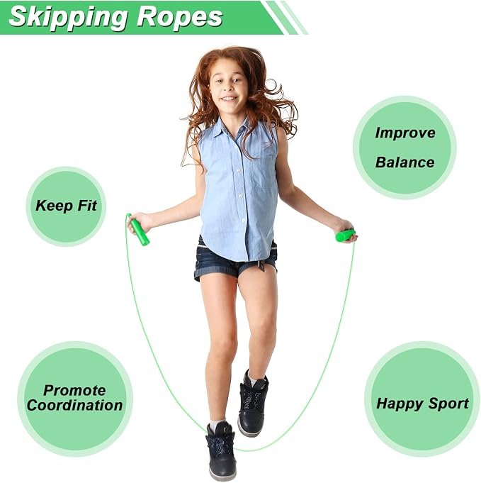 Aodaer Jump Rope Set, Colorful Outdoor Jump Ropes, 7.3 Feet Adjustable Skipping Rope for Outdoor Fun Activity Sport Party Favor