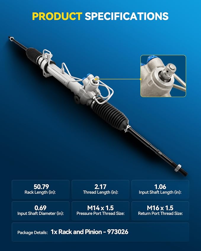 PHILTOP Power Steering Rack and Pinion Assembly for 2004-2009 Quest | Replace No.49001CK000, 49001ZM70A, 49001ZM71B, 973026