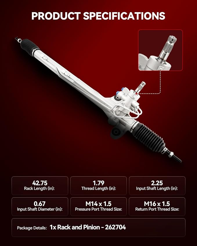 Torchbeam Power Steering Rack & Pinion Assembly Fit for 2003 2004 2005 Accord 3.0L Manual, Hydraulic System Steering, Replaces OEM 26-2704