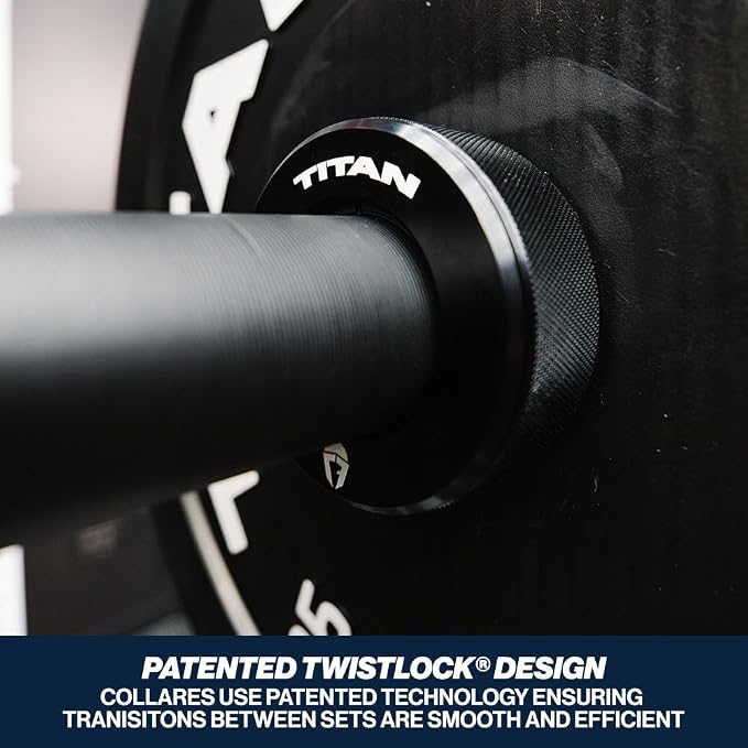 Titan Fitness TwistLock Pro Aluminum Barbell Collar Set, 59.5mm-51.5mm Sleeve Diameter, Quick Release Olympic Barbell Clamps, Pair of 2 Magnetic Aluminum Weight Clips with Easy-Grip Knurling