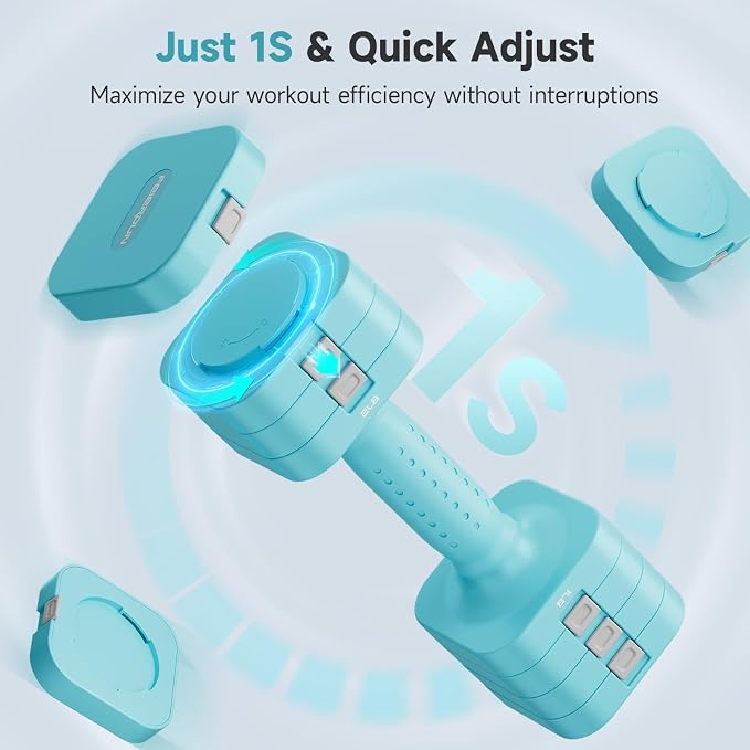 FEIERDUN DB3 5-in-1 Adjustable Dumbbell Set, 6LB/10LB Pair Adjustable Weights for Women at Home, Dual Locking Stable Hand Weights with TPU Soft Handle, Home Gym, Rehab, Pilates, Yoga, Strength Training
