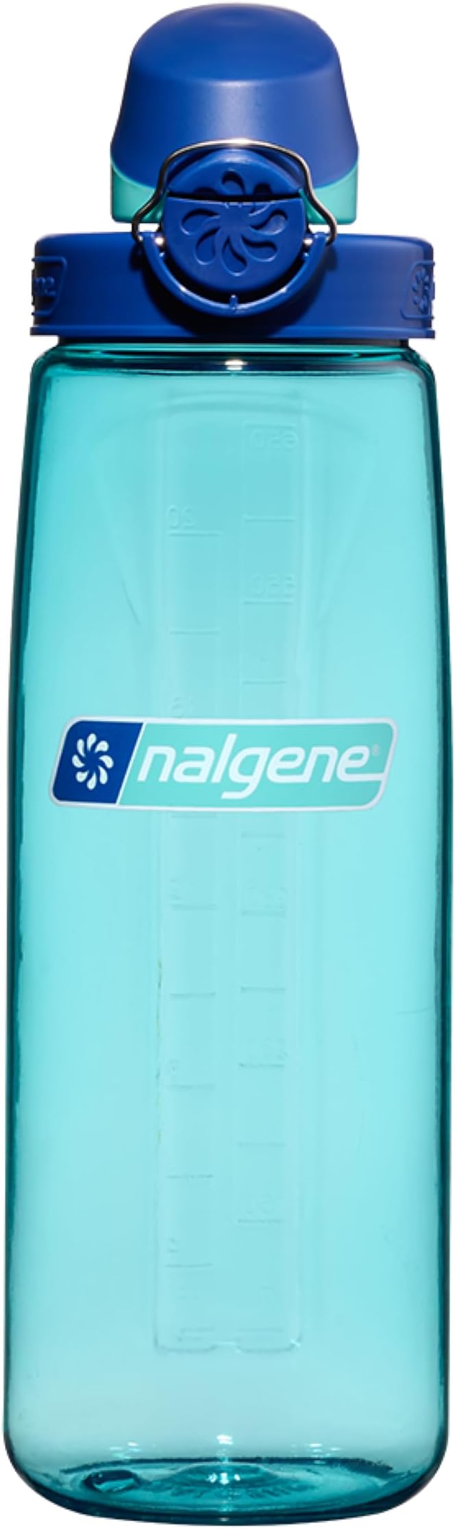 Nalgene 24 oz On The Fly Lock-Top Water Bottle, Blue w/Aqua | Easy Chug Cap with Locking Lid, Cup Holder Size, BPA-Free, Durable & Leak Proof, Lightweight Bottle for Hiking, Gym & Travel