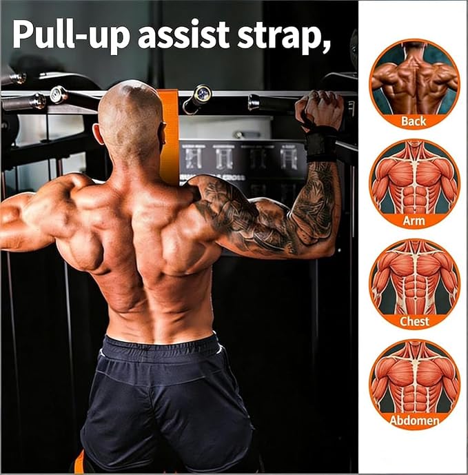 Resistance Bands Set for Pull Ups and Stretching - Heavy Duty Exercise Bands with 5 Resistance Levels, Door Anchor, Handles, Ankle Straps - Home Gym Workout Equipment for Strength Training
