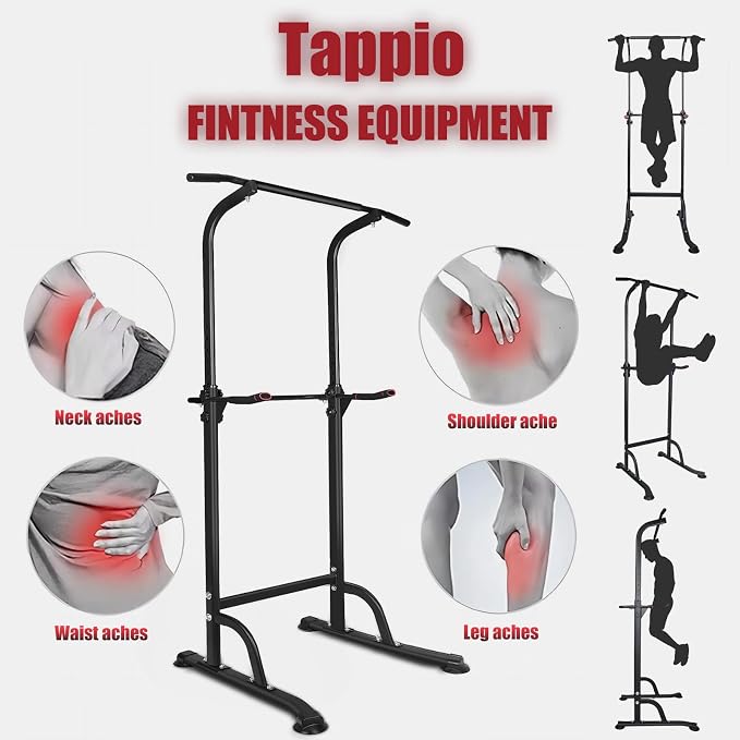 Tappio Power Tower Pull Up Bar for Home Gym, Multi Functional Pull Up Bar Stand Dip Bar Station, Adjustable Height Workout Dip Station Strength Training Fitness Equipment