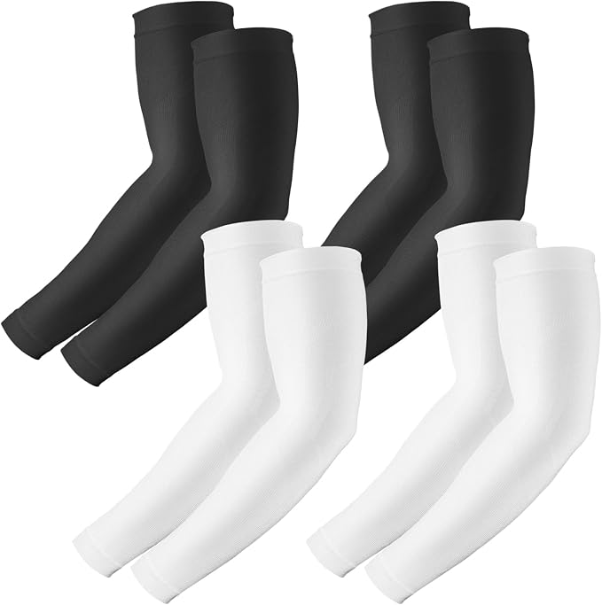 RHsia 4 Pairs UV Sun Protection Arm Sleeves for Men Women, Compression Cooling Sun Sleeves - Sports - Workouts - Tattoo Cover
