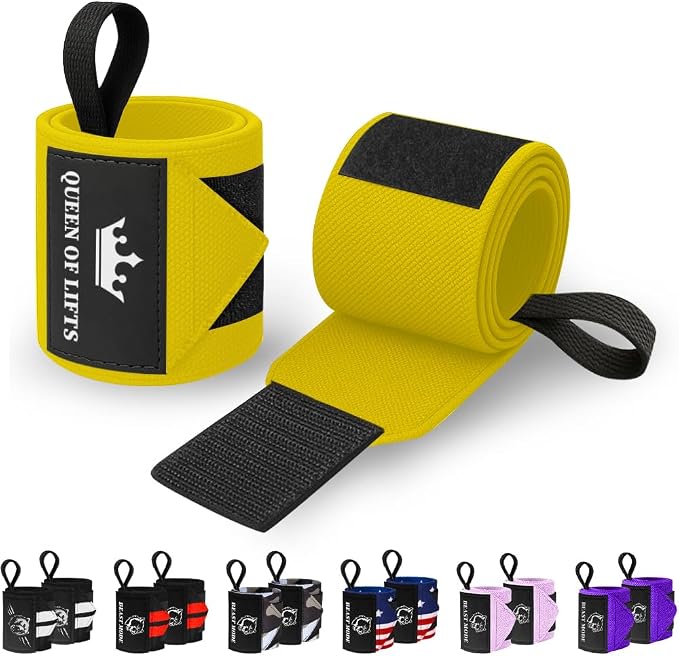 TECEUM Elastic Cotton Weightlifting Wrist Wraps with Thumb Loops, 1 Pair