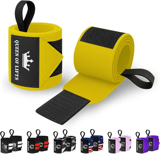 TECEUM Elastic Cotton Weightlifting Wrist Wraps with Thumb Loops, 1 Pair