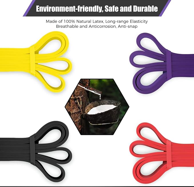 VEICK Pull Up Assist Resistance Bands for Home Gym | 100% Natural Latex, Non Slip Leather Texture, Space Saving, Versatile for Full Body Training, Home Gym