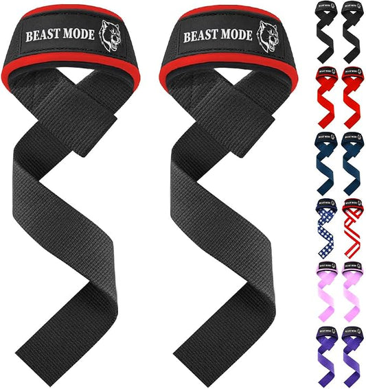TECEUM Neoprene Padded Cotton Lifting Straps for Weightlifting, 1 Pair