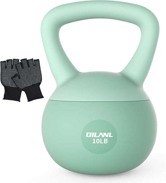 Soft Kettlebell, Safe Strength Training Kettle bell, Cushioned Impact | Resistant Base and Anti-Slip Grip Weight, Kettlebells Set for Home Workouts and Men/Women/Beginners,With Non-slip Gloves