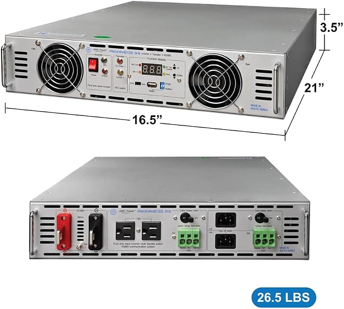 AIMS 3000W NEG. 48V Rack Mount Inverter to 120 Volt AC – 1U (-48V)