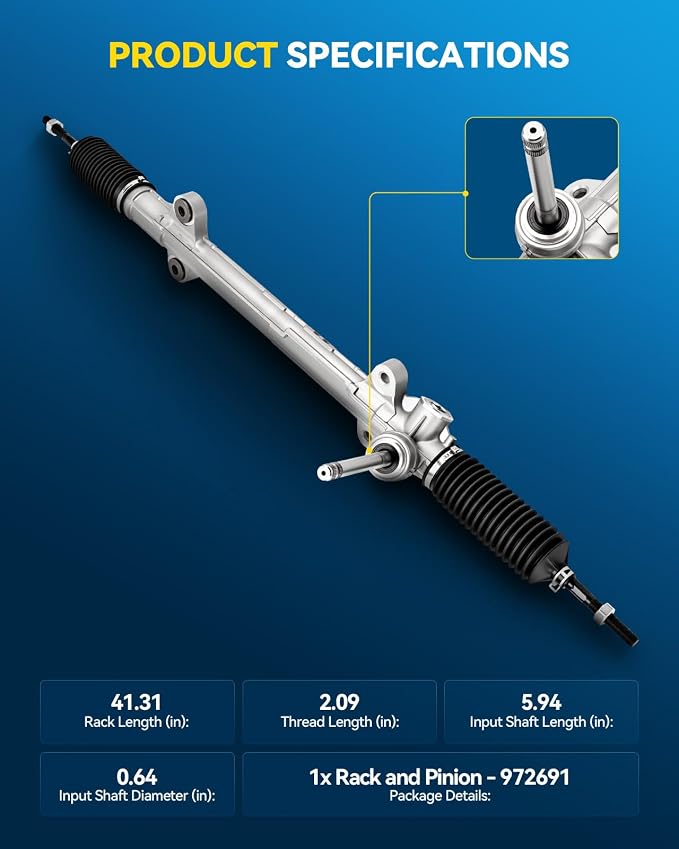 PHILTOP Power Steering Rack and Pinion for 08-12 Elantra 2.0L, 10-13 Forte | No.972691, 565002H300, 565002H200