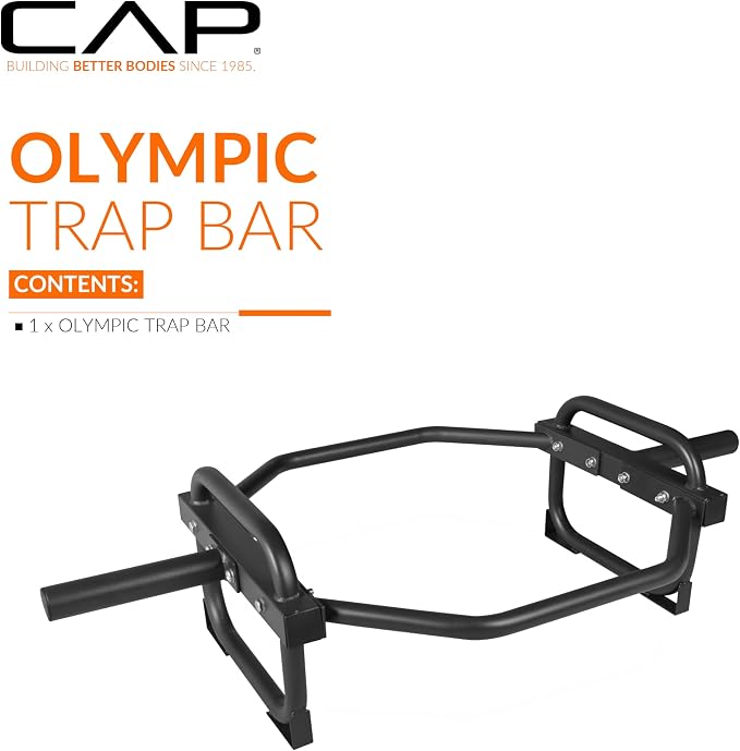 CAP Olympic Trap & Shrug Bar with Elevated Grip, 500-Lb Capacity