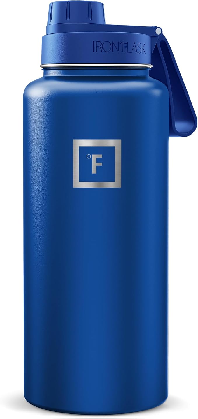 IRON °FLASK 32 oz Wide Mouth Water Bottle with Spout | Insulated Stainless Steel Sports Water Bottle with Leakproof Spout Lid - BPA Free, Cold 24 Hrs, Sweat Free (Twilight Blue)