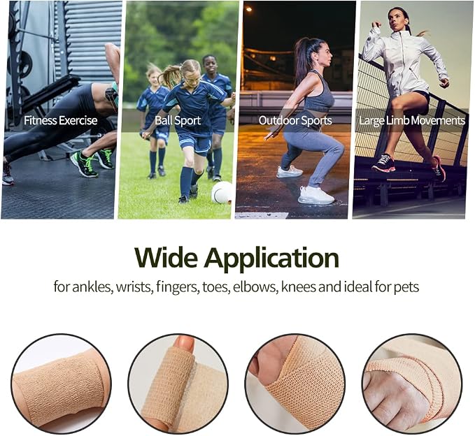 6pcs 2in Self Adhesive Bandage Wraps, 12 Colors, 5 Yard Wraps for Sports