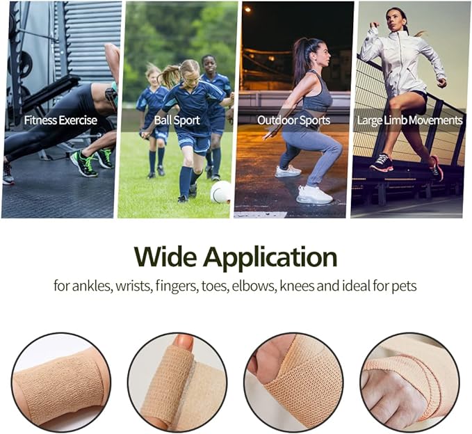 6pcs 2in Self Adhesive Bandage Wraps, 12 Colors, 5 Yard Wraps for Sports