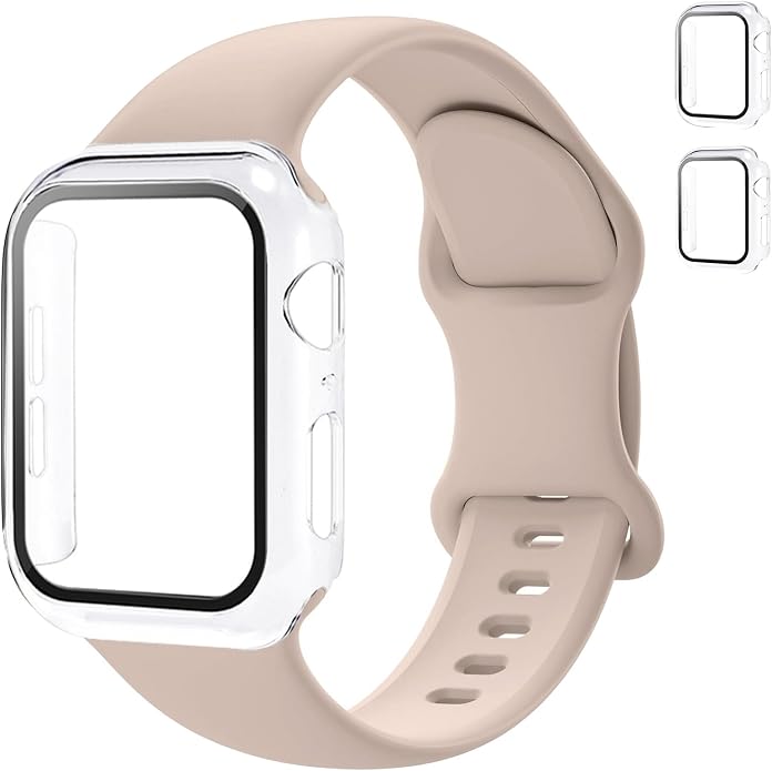 Sport Band and Case for Apple Watch Band 40mm 44mm 46mm 42mm 41mm 45mm 38mm iWatch Bands for Women/Men,Silicone Waterproof Strap with Cover Combo for Apple Watch Series 11 10 9 8 7 6 5 4 SE Ultra/2 3