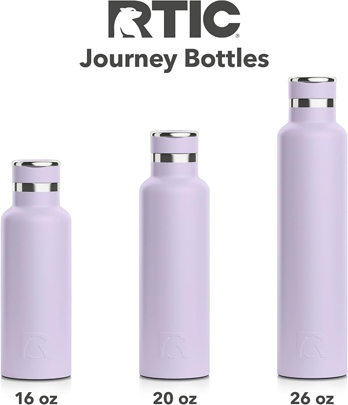 RTIC 26oz Journey Water Bottle, Ceramic Lined, Dusty Lilac | Stainless Steel Metal, Insulated for Hot and Cold Drinks, Sports, Travel and Camping