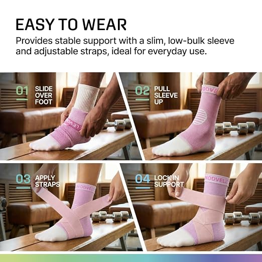 Modvel Foot & Ankle Brace Socks with Adjustable Support Strap – 2 Pack Compression Sleeves for Sprained Ankle, Plantar Fasciitis Relief Tendonitis & Arthritis, Stabilizing Foot & Ankle Support for Women & Men