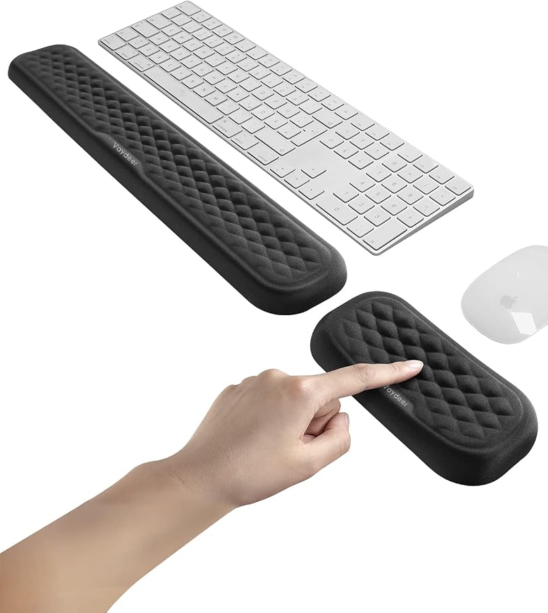Vaydeer Wrist Rest for Keyboard and Mouse, Computer Ergonomic Wrist Support Pad Set, Soft Memory Foam Arm Cushion for Desk, Palm Hand Office Gaming Laptop Typing-Medium