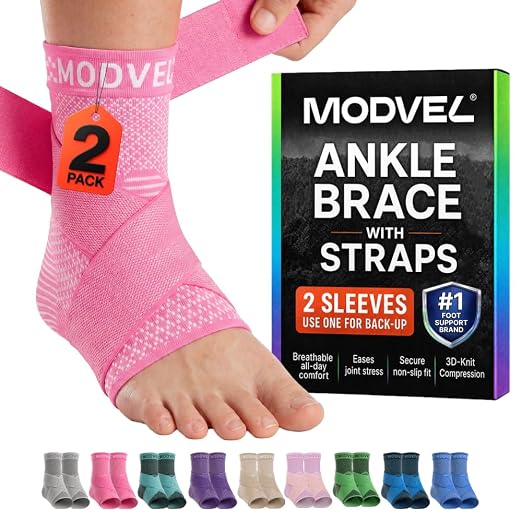 Modvel Foot & Ankle Brace Socks with Adjustable Support Strap – Compression Sleeve for Sprained Ankle, Plantar Fasciitis Relief Tendonitis & Arthritis, Stabilizing Foot & Ankle Support for Women & Men