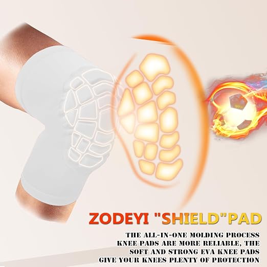 Wrestling Knee Pads Short Knee Sleeve, 2 Pcs Knee Compression Sleeve for Football, Basketball, Volleyball(White_M_2 Pcs)