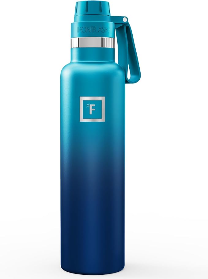 IRON °FLASK 24 oz Narrow Mouth Water Bottle with Spout | Insulated Stainless Steel Sports Water Bottle with Leakproof Spout Lid - BPA Free, Cold 24 Hrs, Sweat Free (Dark Night)