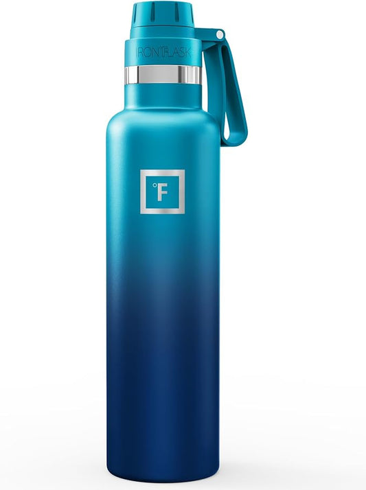 IRON °FLASK 24 oz Narrow Mouth Water Bottle with Spout | Insulated Stainless Steel Sports Water Bottle with Leakproof Spout Lid - BPA Free, Cold 24 Hrs, Sweat Free (Dark Night)