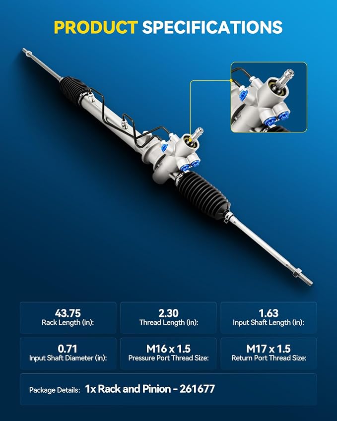 PHILTOP Power Steering Rack and Pinion for 91-98 Tercel, 92-98 Paseo | No.4425016140, 4425016240, 4425016300, 4425016191, 4425016190, 4550319155, 4550319195, 261677