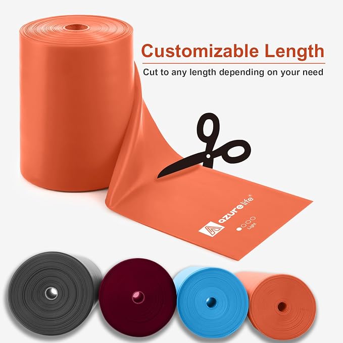 A AZURELIFE Professional Individual Exercise Resistance Bands, Single 5, 6,7 Ft or 8 Yards Elastic Bands, Non-Latex Stretch Bands for PT, Yoga, Pilates, Rehab, at-Home or The Gym Workouts