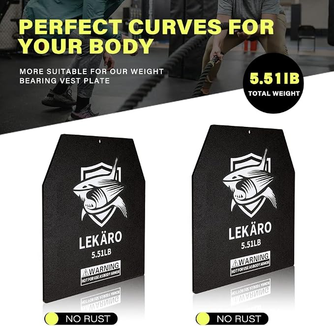 Weighted Vest Plates 9.8"x11" Steel Weight Plates for Vests – 5.51/8.81/15.43/20.94 LB Pairs – Rust-Proof Powder Coated Workout Inserts for CrossFit Murph Rucking Running Strength Training
