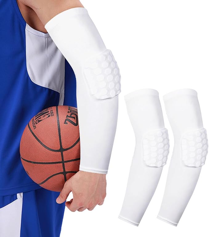 Honeycomb Anti Collision Padded Arm Sleeves - 2 Pack for Basketball, Football, Volleyball