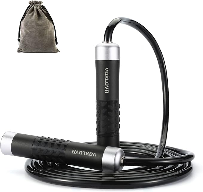 Weighted Jump Rope for Men Women - 1LB Heavy Jump Rope Weighted Skipping Rope for Adult Fitness Workouts Boxing Crossfit Cardio Weight-loss MMA, Non-Slip Aluminum Handles, Adjustable Length 9MM Solid PVC/Cotton Ropes
