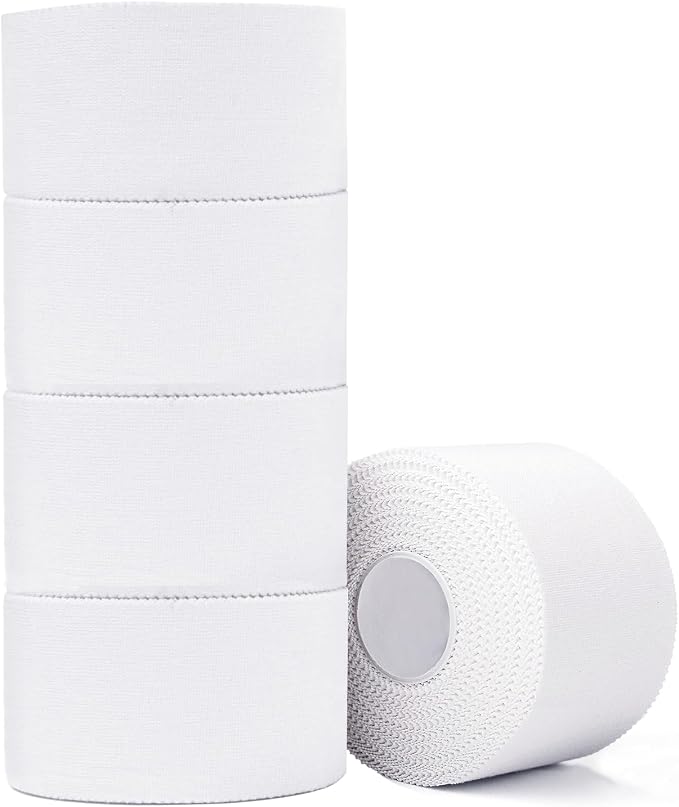 ADMITRY Athletic Tape,5 Pack White Sports Tape | Very Strong No Sticky Residue Wrist Ankle Tape for Gymnastics Boxing Lacrosse Climbing Hockey Bat