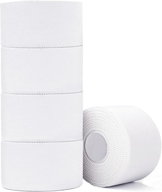 ADMITRY Athletic Tape,5 Pack White Sports Tape | Very Strong No Sticky Residue Wrist Ankle Tape for Gymnastics Boxing Lacrosse Climbing Hockey Bat