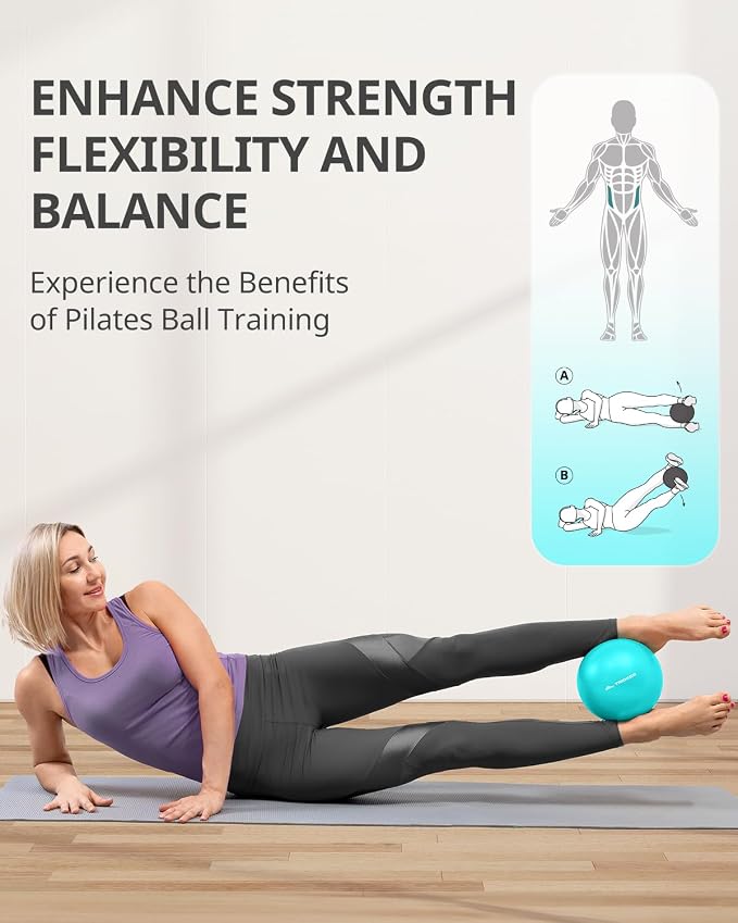 Trideer 9-Inch Pilates Ball, Small Exercise Ball Pilates Equipments for Yoga, Physical Therapy, Pregnancy, Postpartum, Core Training, Balance, Stability and Stretching