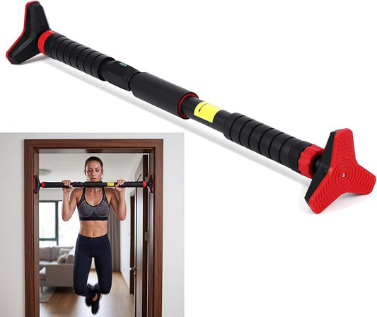 27-42 Inch Tension Pull Up Bar for Doorway with Level Meter, 27-42 Inch Adjustable Width Door Frame Pull Up Bar, Heavy Duty 440 LBS Home Gym Strength Training, No Screw or Drilling Installation