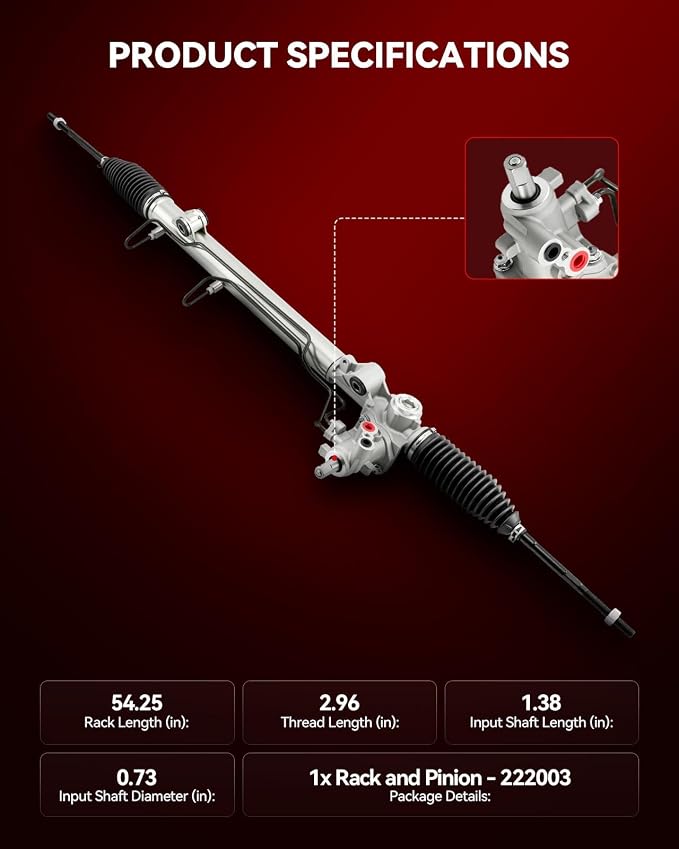 Torchbeam Hydraulic Power Steering Rack and Pinion for Taurus 08-09 All Models/10-12 3.5L, Flex 09 All Models/10-12 3.5L, Five Hundred 07, Taurus X 08-09, Sable 08-09, MKT 10-12 3.7L Replace# 222003
