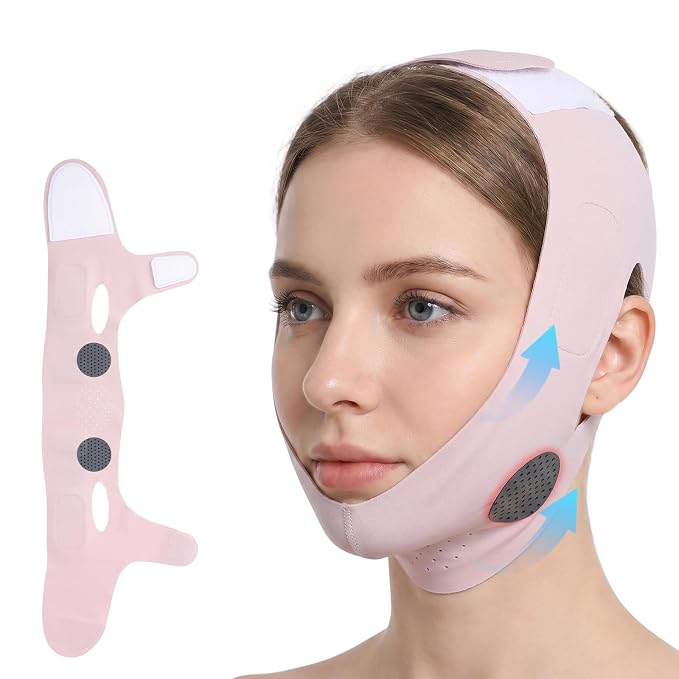 Face Framer V Line Lifting Mask Reusable Chin Strap for Sleeping Breathable Double Chin Reducer Face Slimming Strap with Support for Women Prevent Sagging (Purple)
