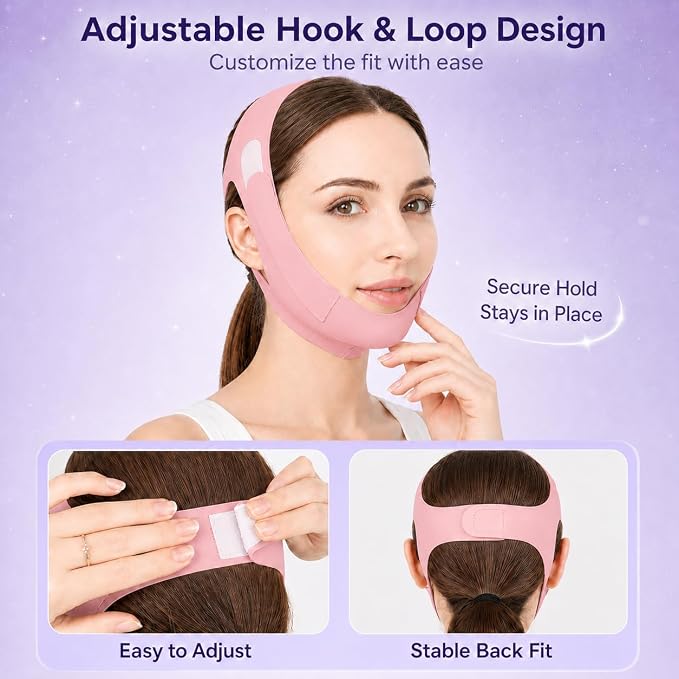 Chin Strap for Sleeping,Adjustable Chin Strap,Jaw Strap,Jawline Shaper,Pink