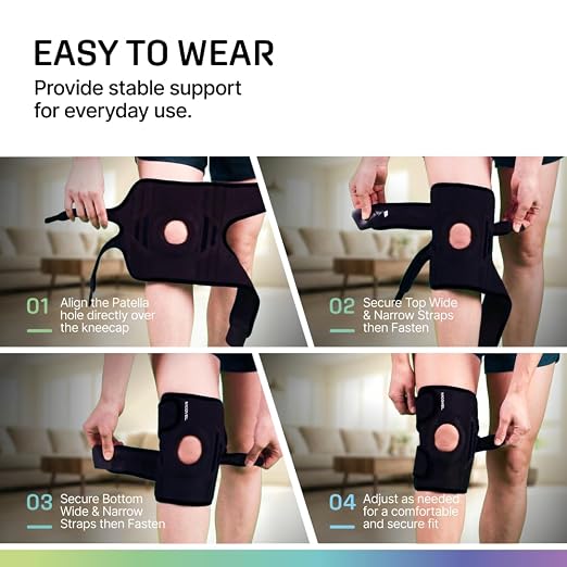 Modvel Knee Brace with Side Stabilizers & Patella Gel Pads for Pain Relief and Joint Support Breathable, Non-Slip Compression Sleeve for Men & Women, Arthritis, Meniscus, ACL Recovery
