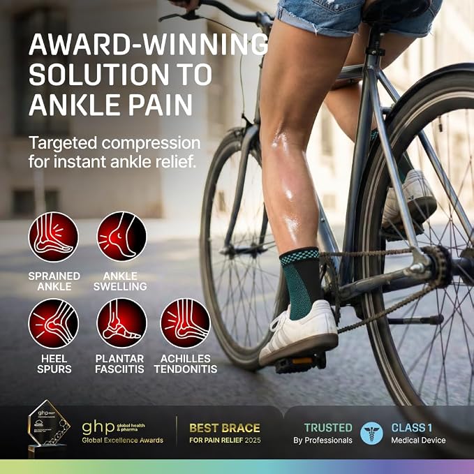 Modvel Foot & Ankle Brace Socks for Sprained Ankle Compression Sleeve - Foot Support for Women & Men - Tendonitis & Arthritis Ankle Brace Sports Running, Torn Ligaments & Women Stabilizing Ankle Wrap