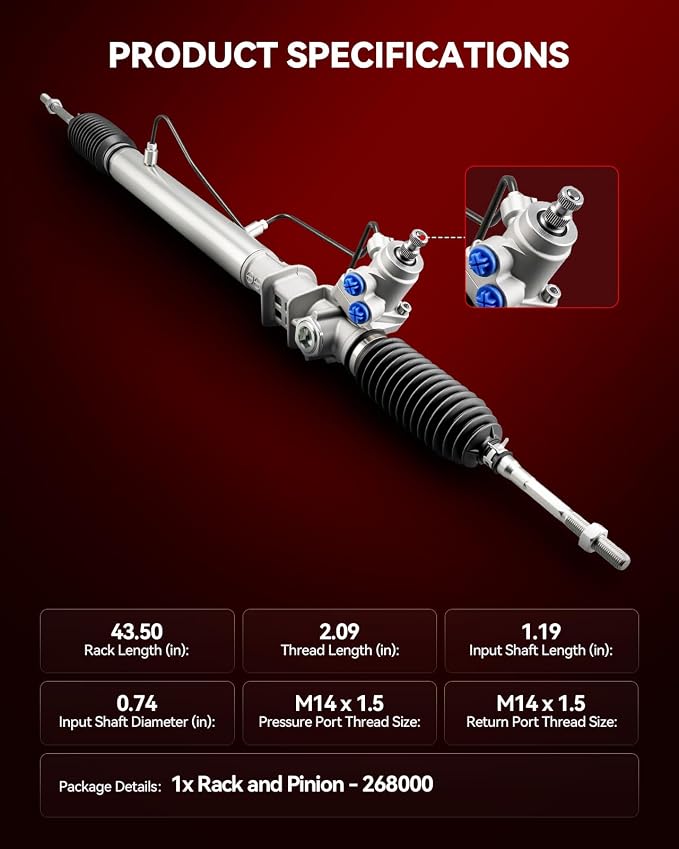 Torchbeam Power Steering Rack & Pinion Assembly Fit for 2002-2006 XL-7, 1999-2005 Grand Vitara, Hydraulic System Steering, Replaces OEM 26-8000