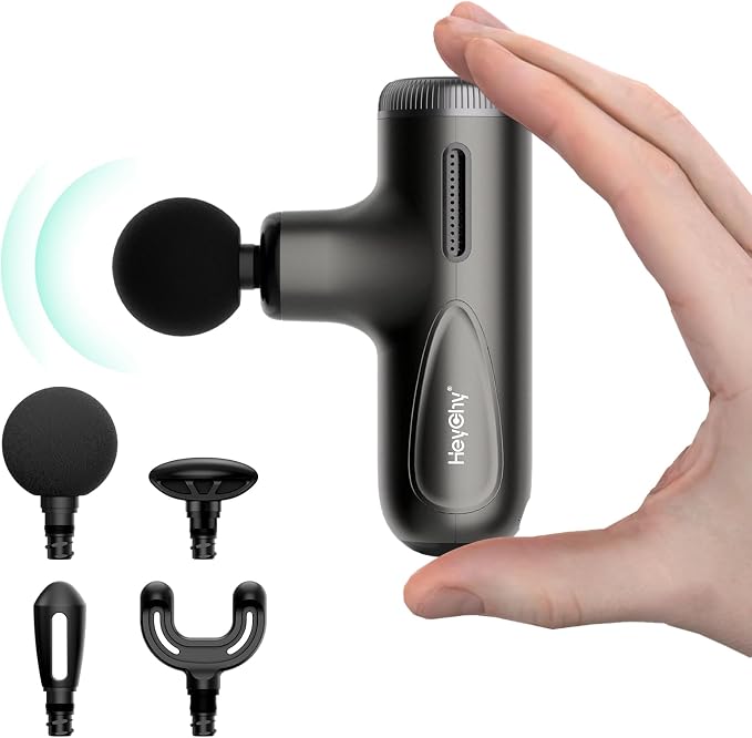 HEYCHY Super Mini Massage Gun with 4-10mm Amplitude, HSA, FSA Eligible | Travel Size, Quiet Operation, Muscle Care for Men Women Shoulder Back