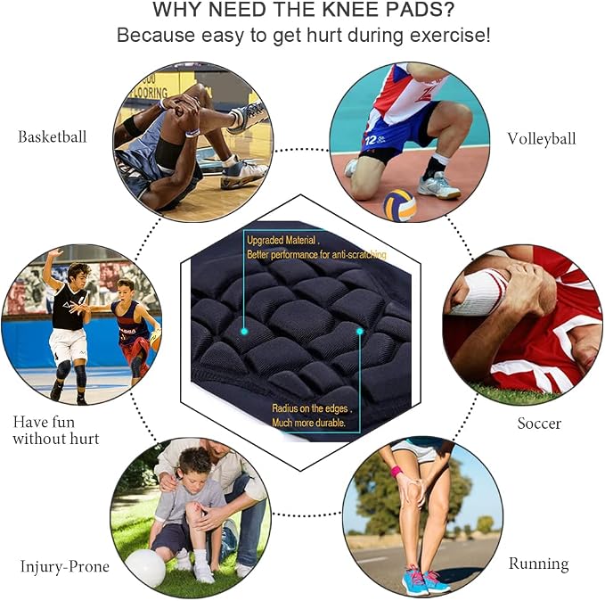 SZKANI Knee Pads Compression Leg Sleeve Knee Sleeve for All Sports Wrestling Protector Gear, 1 Pair of Knee Paded