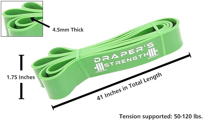Draper's Strength Heavy Duty Resistance Stretch Loop Bands for Powerlifting Workout Exercise and Assisted Pull Ups