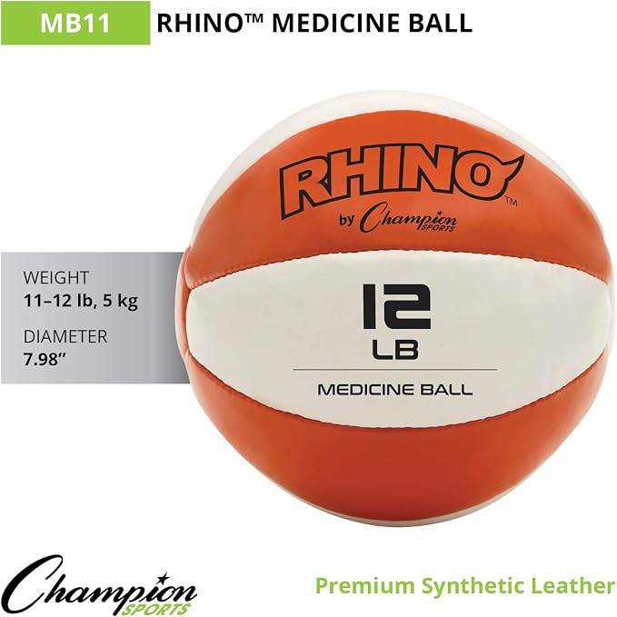 Champion Sports Leather Medicine Balls – Durable Weighted Balls for Strength, Core & Conditioning Training