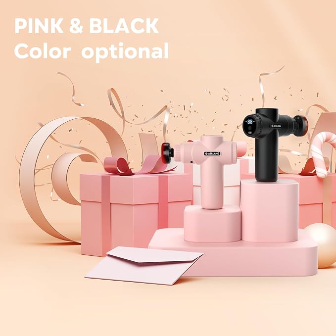 AERLANG Birthday Gifts for Women Massage Gun with Heat deep Tissue Pink | Mini Portable Travel Massager Percussion Muscle Back Massage Gun Pain Relief Body Handheld Massage tools Carrying Case LED
