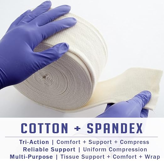 EVERLIT Elasticated Tubular Support Bandage | Stockinette Tubing for Small Arms, Knees, Large wrists Medium ankeltes| Light to Moderate Compression Bandage Roll For Tissue Support (Size D | 3" x 11 yd)