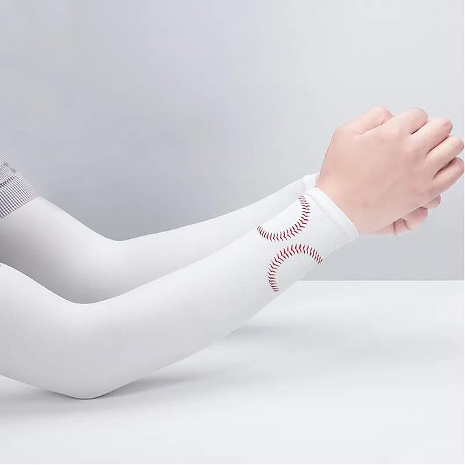 KUHNMARVIN 2 Pairs Arm Sleeves Compression UV Protection Cooling Sun Sleeves Tattoo Cover Up Basketball Arm Sleeves Football